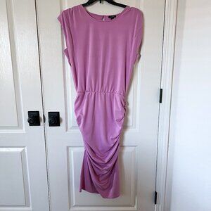 Halogen Women's Lilac Pink Ruched Midi Cocktail Dress Size Medium